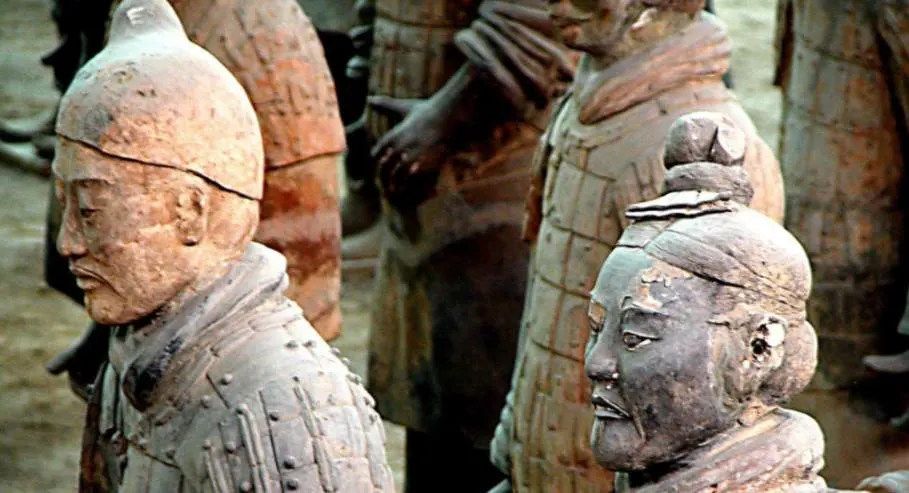 Terracotta army warrior faces