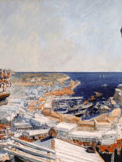 Colossus of Rhodes standing tall in the city of Rhodes