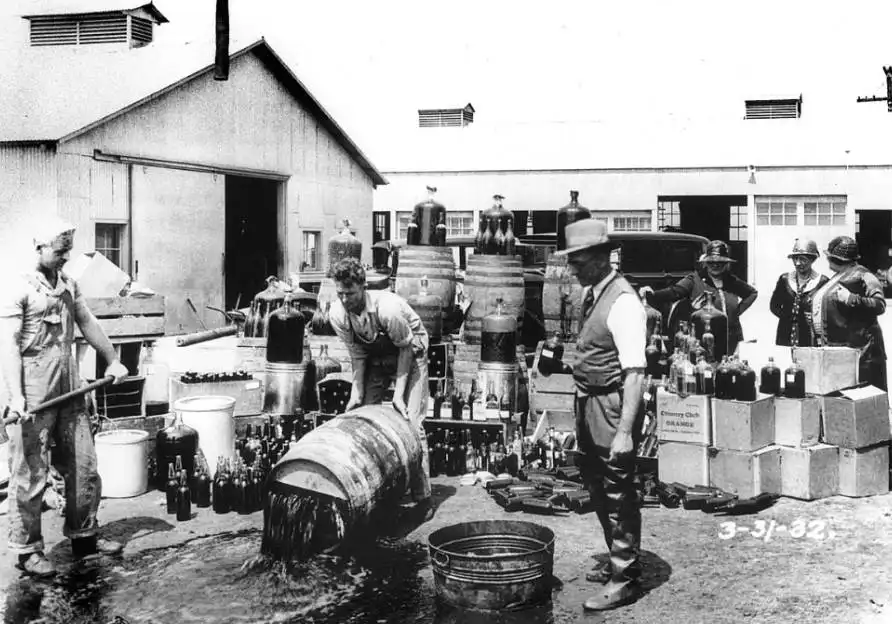 Destroying illegal alcohol during prohibition