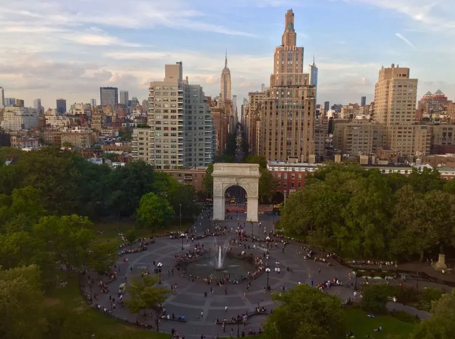 Aerial view of Washington Square arch