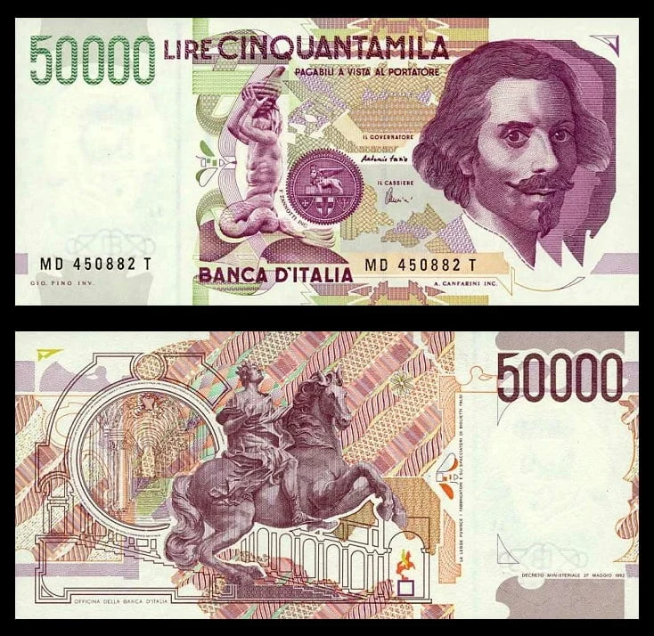 Bernini italian banknote