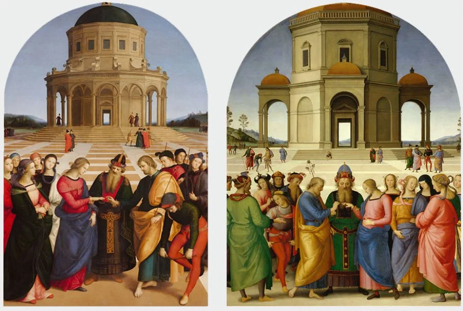 Marriage of the virgin perugino and raphaels version