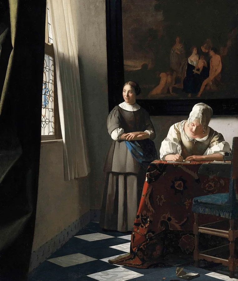 facts about Johannes vermeer Lady writing a letter with her maid