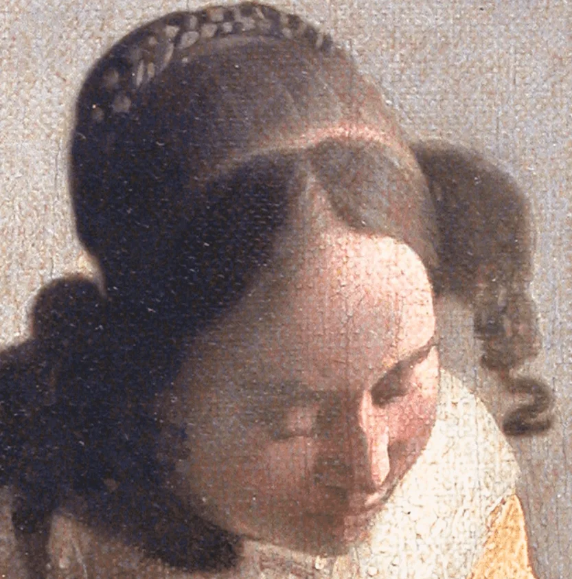 Detail of the depicted girl in The Lacemaker