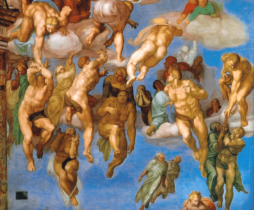 Detail of the saved in The Last Judgement painting