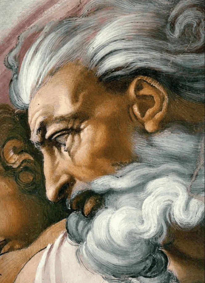 detail of God in creation of Adam