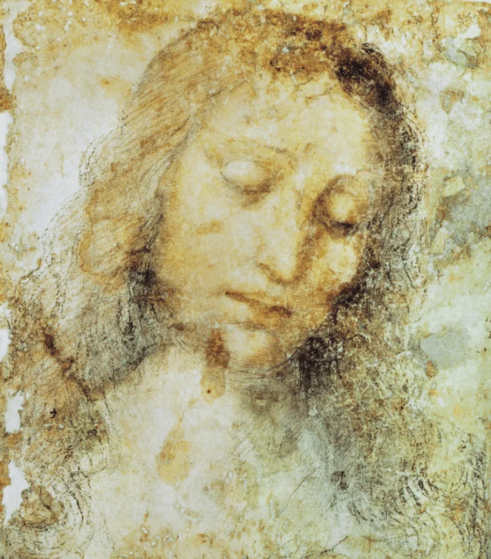 A study of the head of Jesus made by Leonardo da Vinci