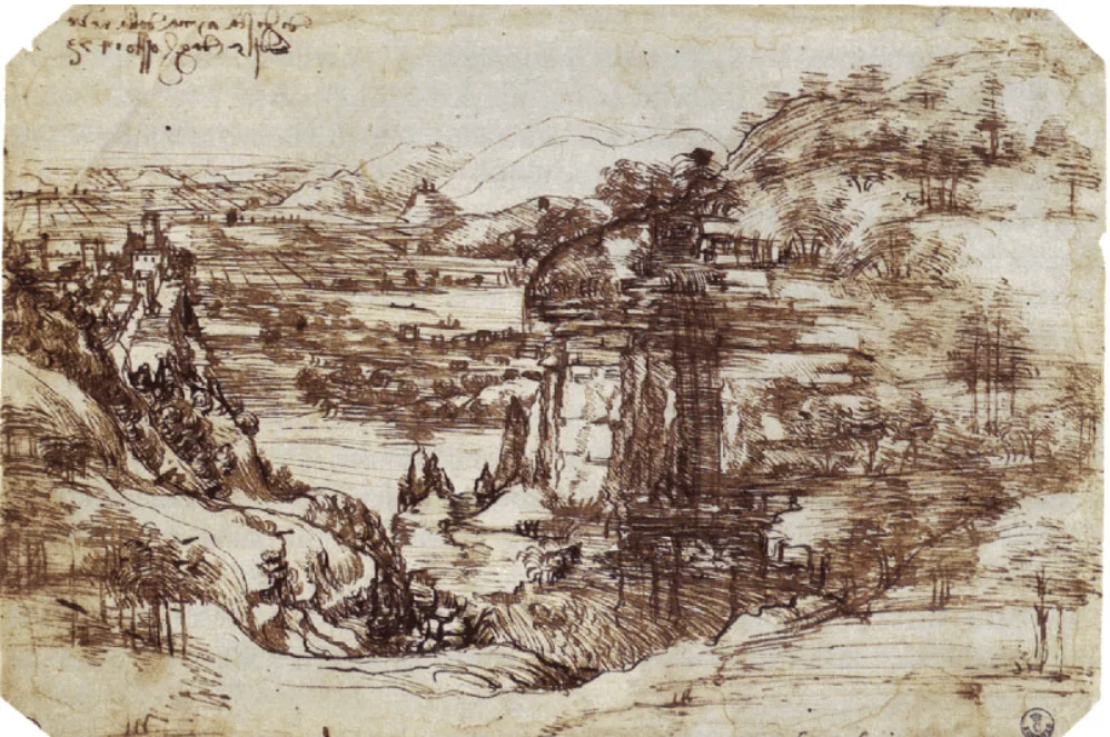 Leonardo's 1473 drawing of the Tuscany landscape