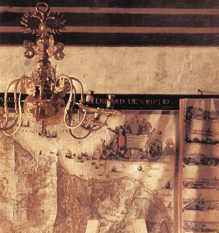 lighting on map and chandelier