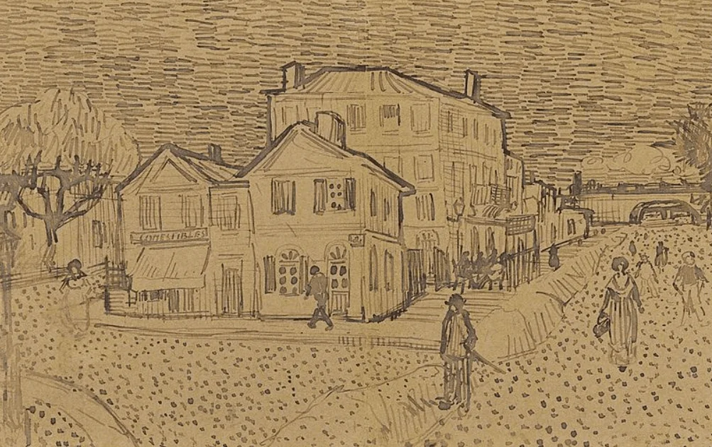 Drawing of the Yellow House by van Gogh