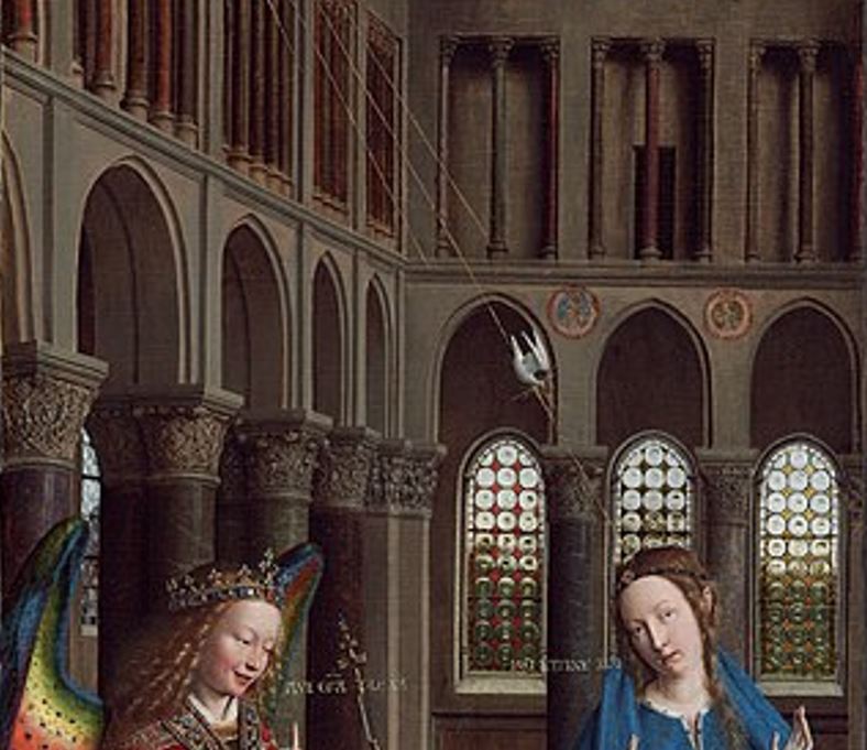Annunciation van eyck 7 rays of light