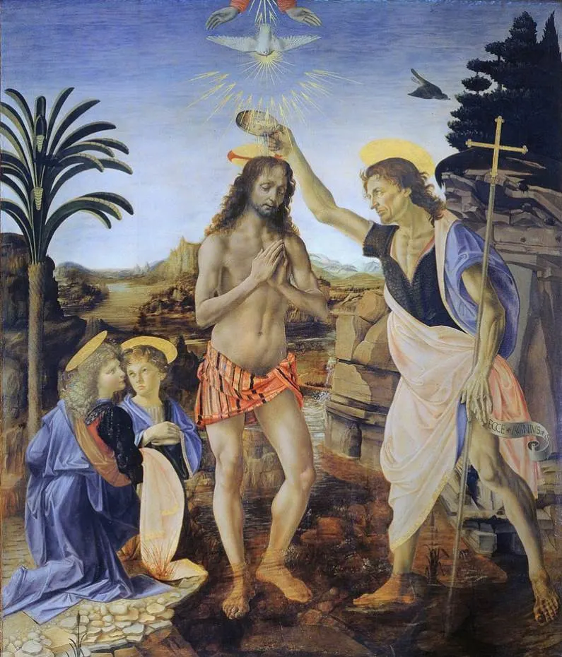 The Baptism of Christ da vinci full painting
