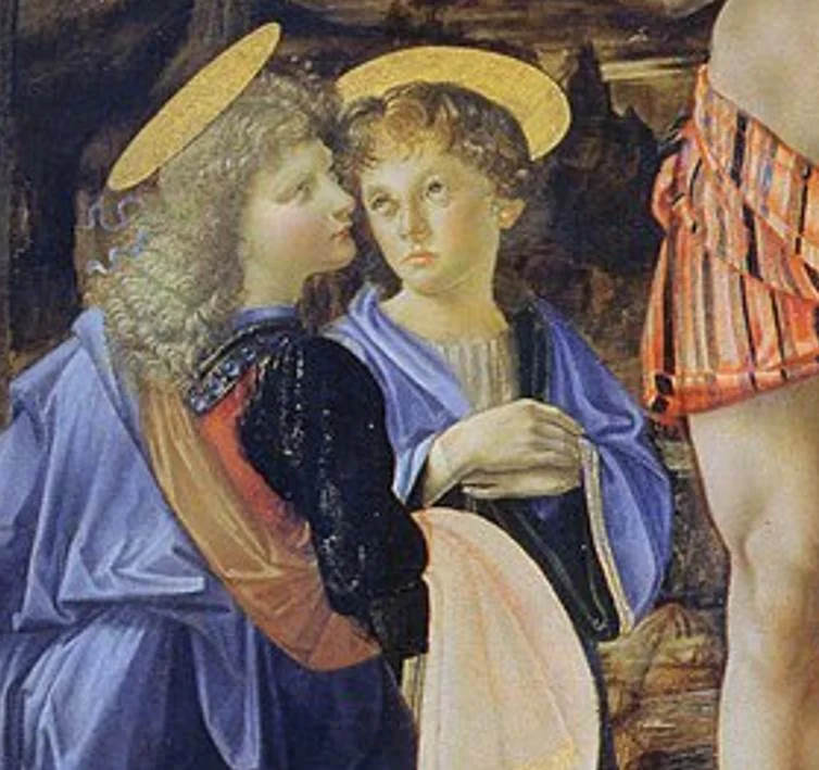 The baptism of Christ detail of angels