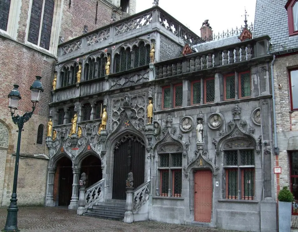 Famous buildings in Bruges Basilica-of-the-Holy-Blood-exterior