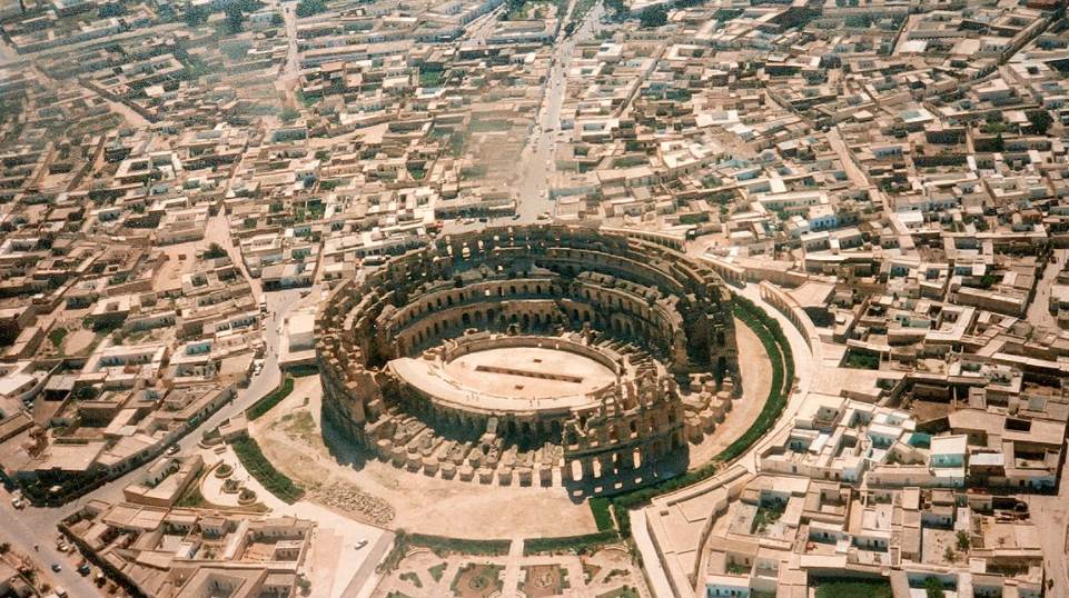 Aerial view of El Jem 1980s