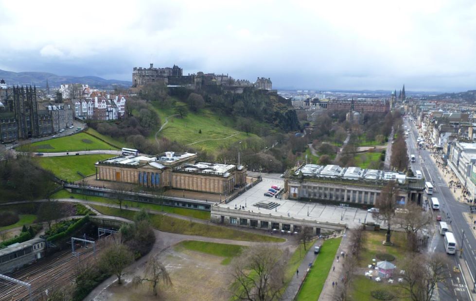 Aerial view of the RSA and Scottish National Gallery