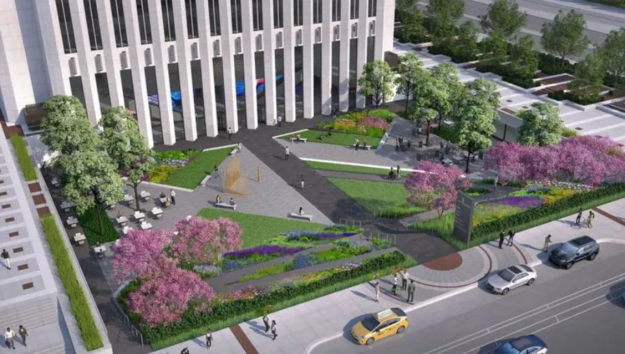 Aon center plaza renovation render