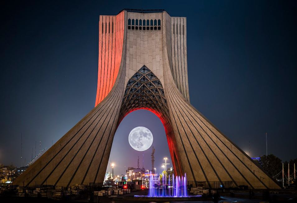Azadi Tower full moon