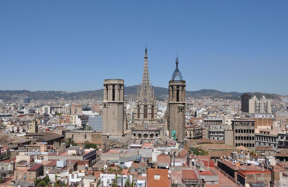 Barcelona Cathedral aerial view