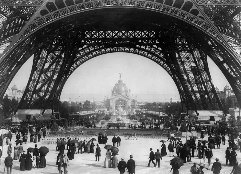 Below the Eiffel Tower in 1889