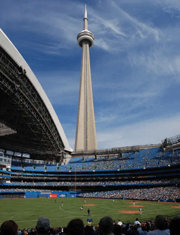 The CN Tower seen from inside the Rogers center
