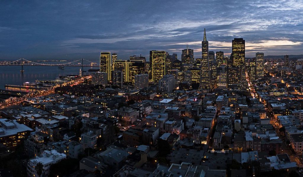 Coit tower view at night