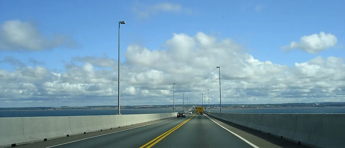 The 2 lanes of Confederation Bridge