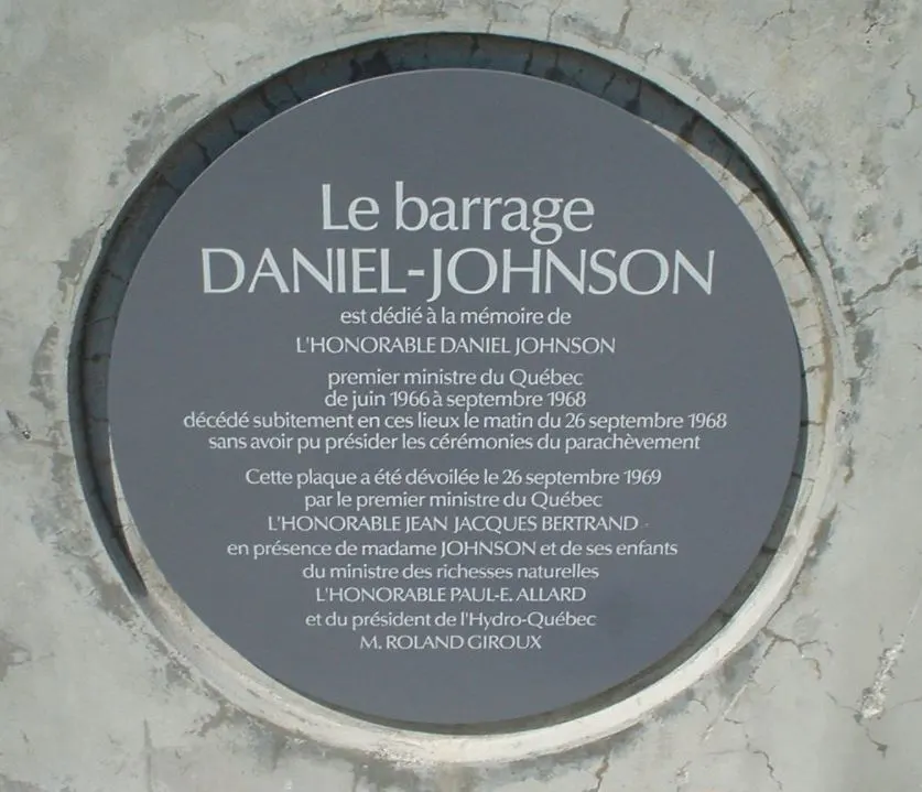 Daniel Johnson dam plaque 1969