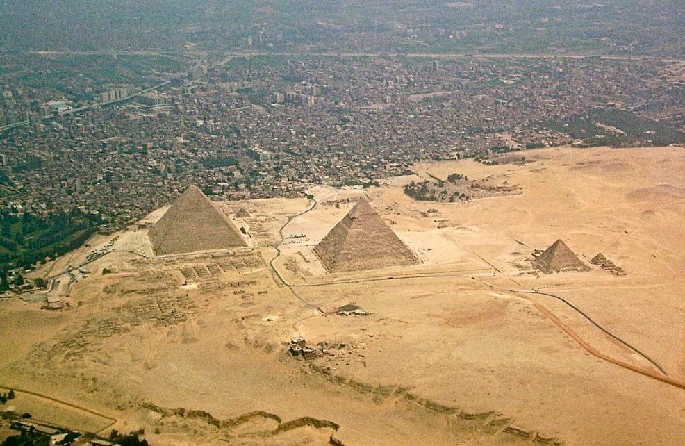 Giza plateau aerial view