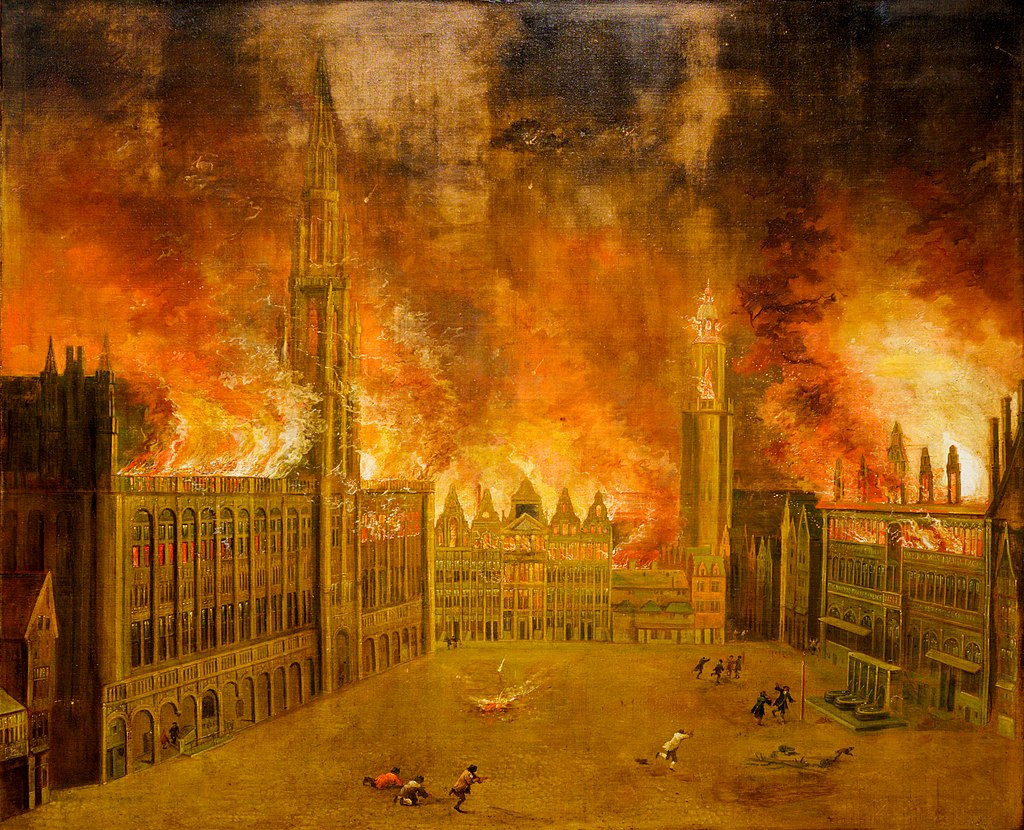Grand Place in flames during the 1695 bombardment