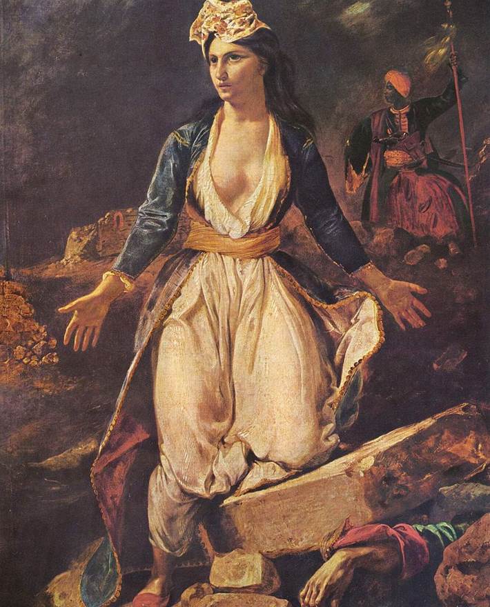 Greece on the ruins of Missolonghi by Eugene Delacroix