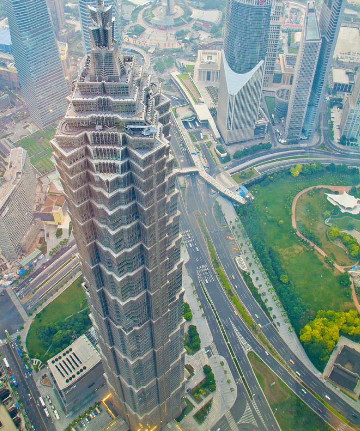 Jinmao tower aerial view