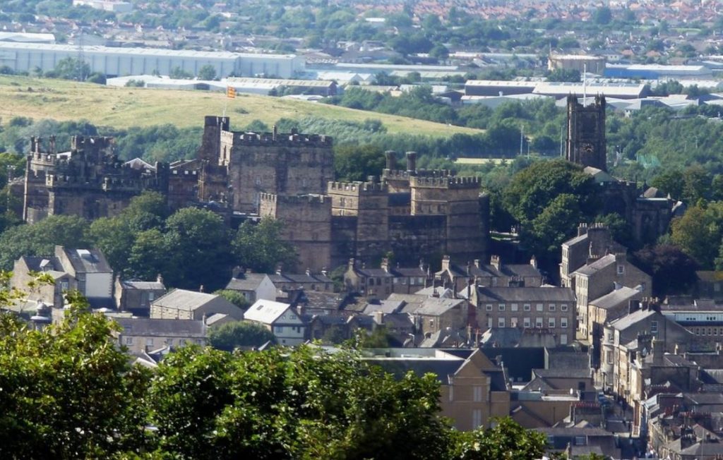 Lancaster castle aerial view