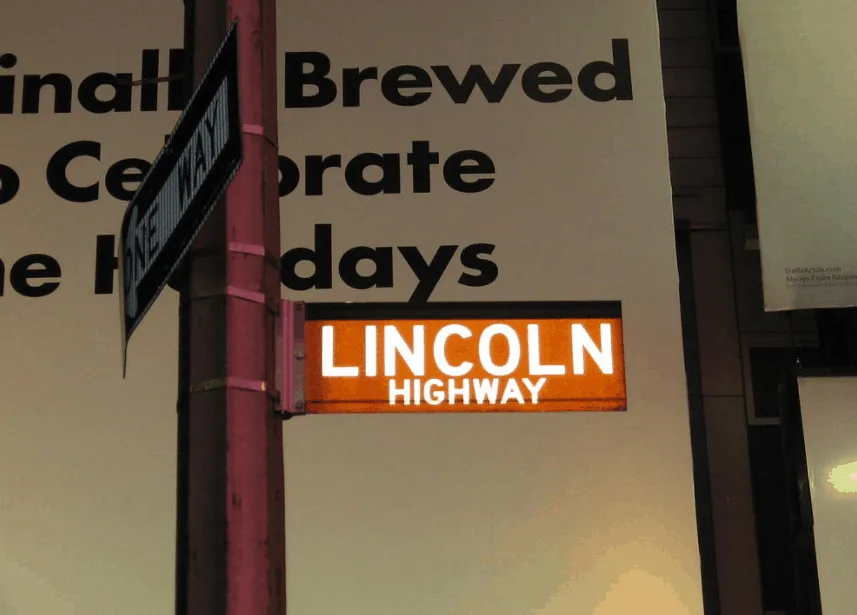 Lincoln Highway sign times Square