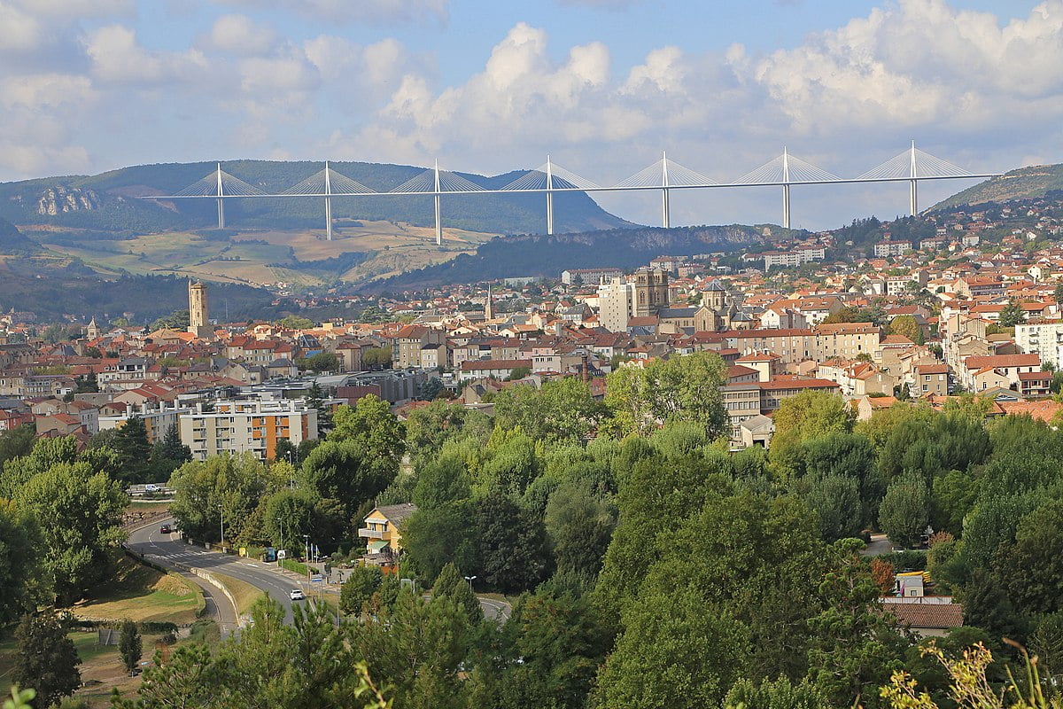 Millau town and viaduct