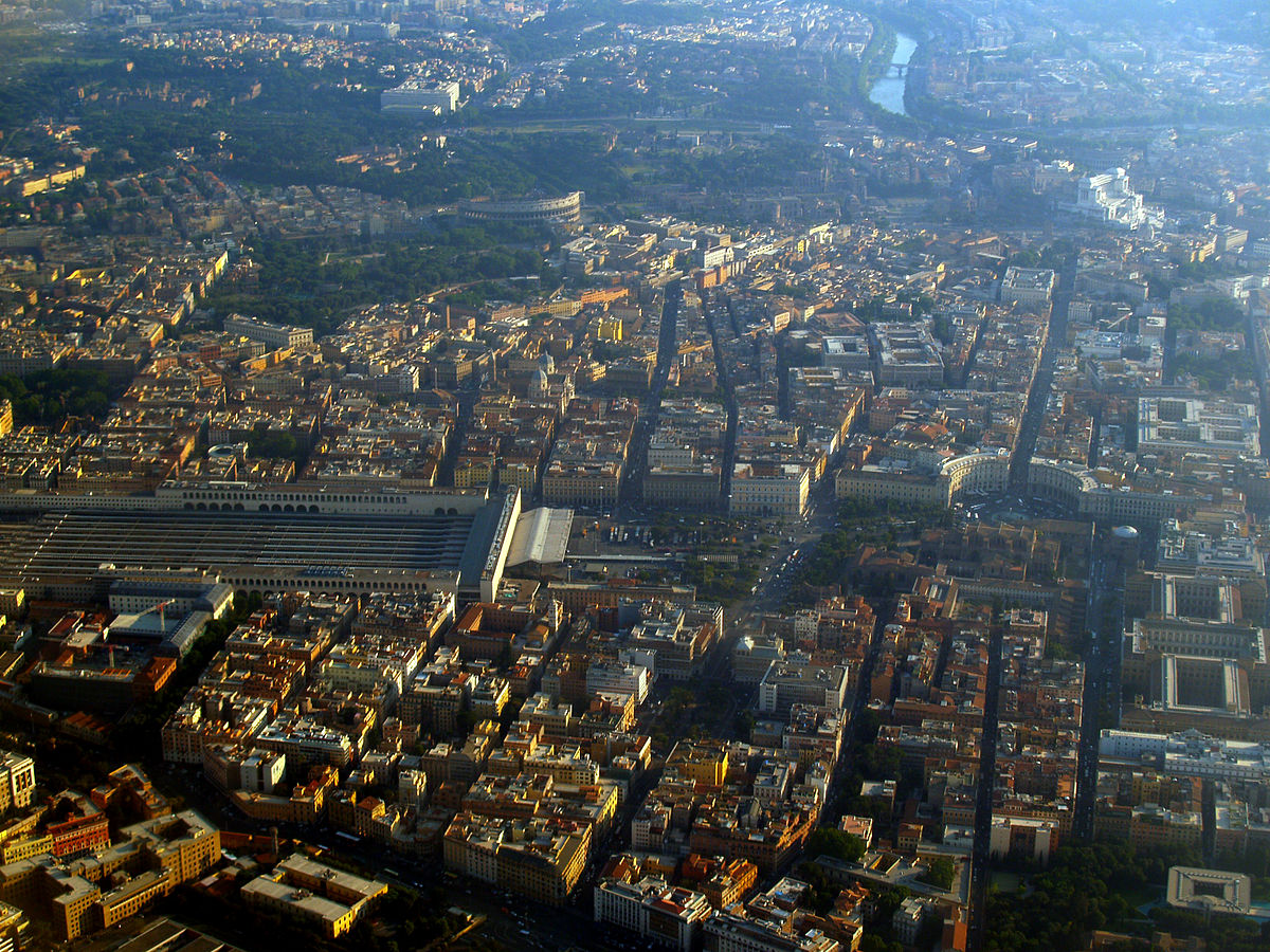 Rome aerial view baths of diocletian
