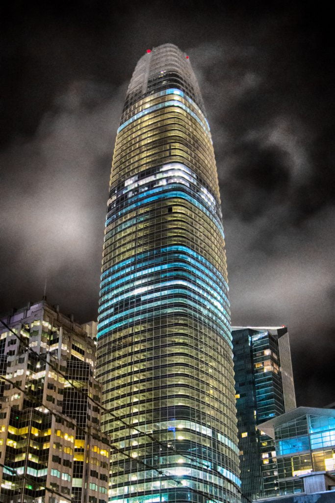 Salesforce tower at night