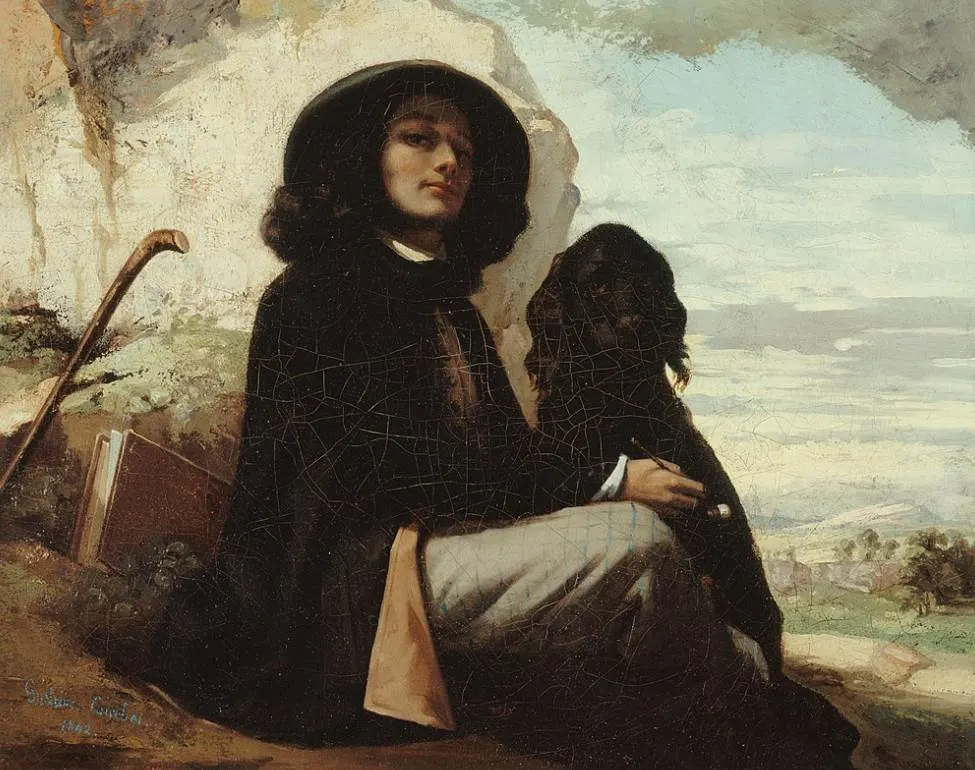 Self-Portrait with a Black Dog by Gustave Courbet