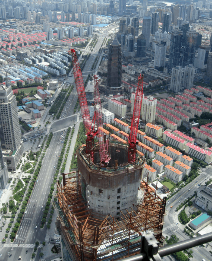 The Shanghai World financial center under construction
