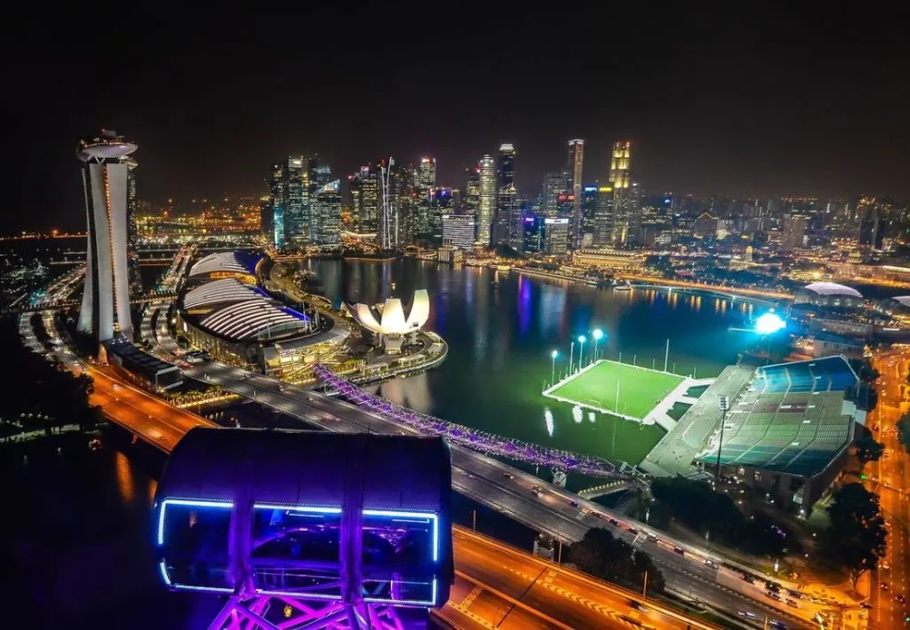 Singapore flyer view at night