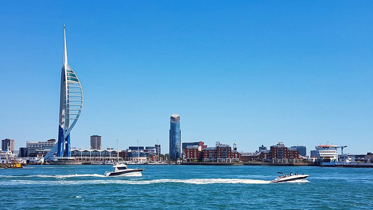 Spinnaker tower from the water