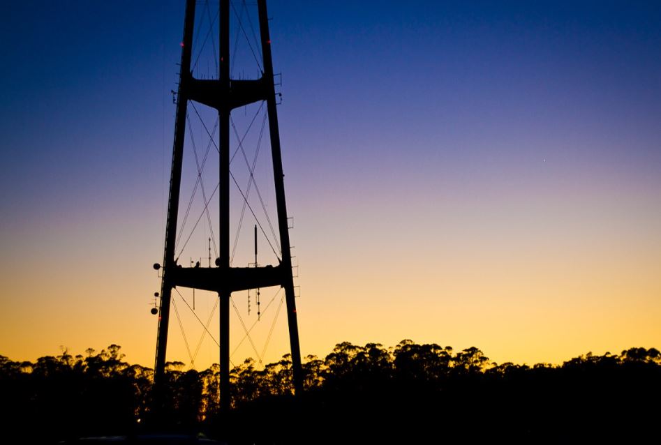 Sutro Tower base at sunset