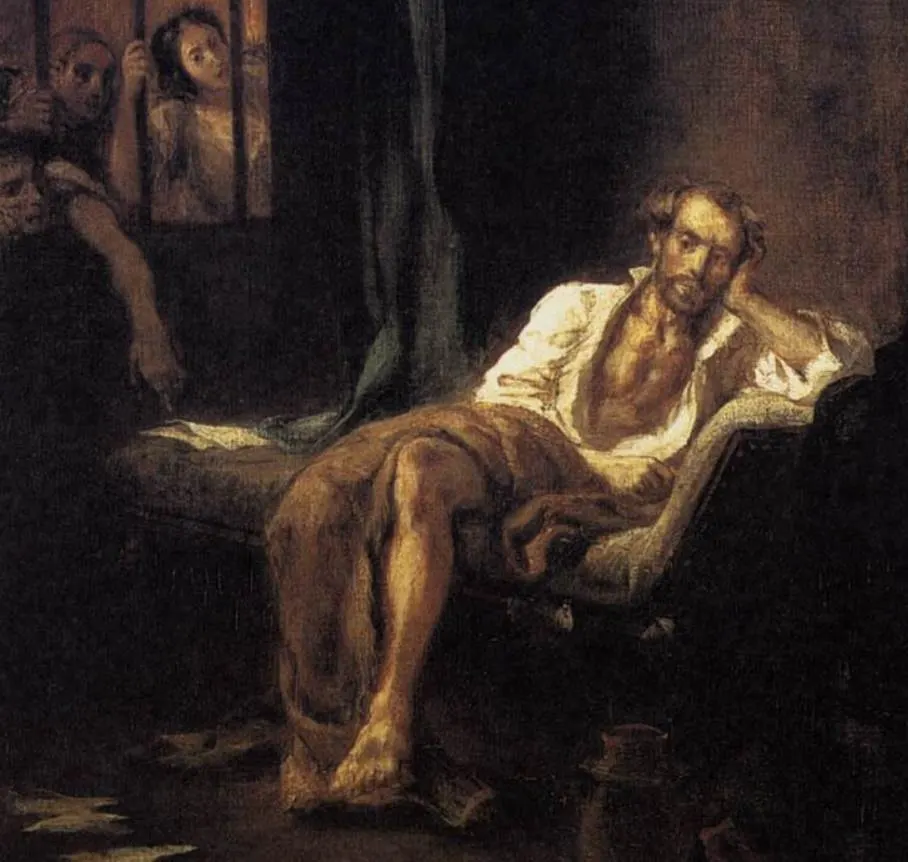 Tasso in the madhouse by eugene delacroix