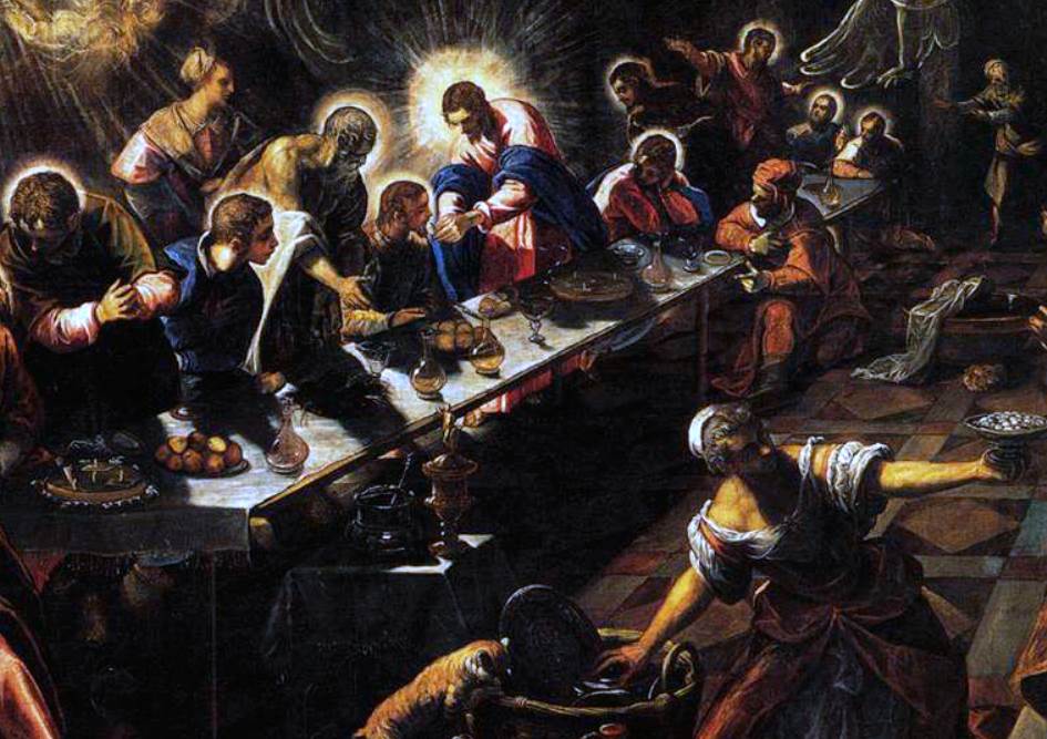 The last supper by Tintoretto center detail