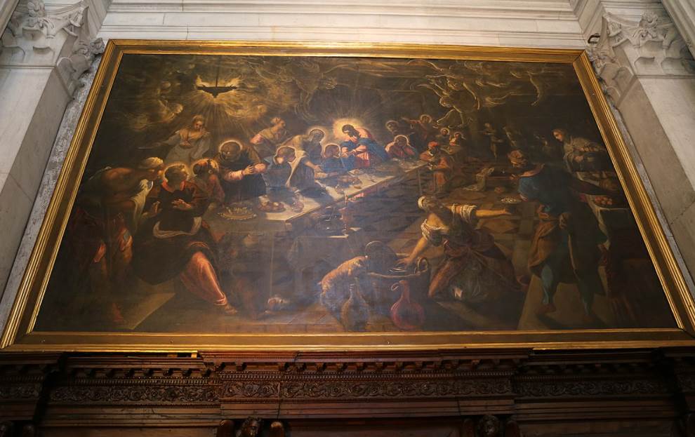 The last supper by tintoretto in frame