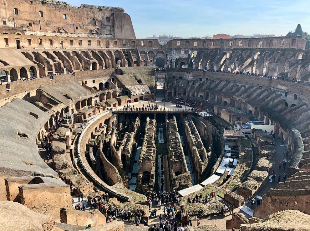 famous Roman Amphitheaters - View inside the Colosseum in Rome