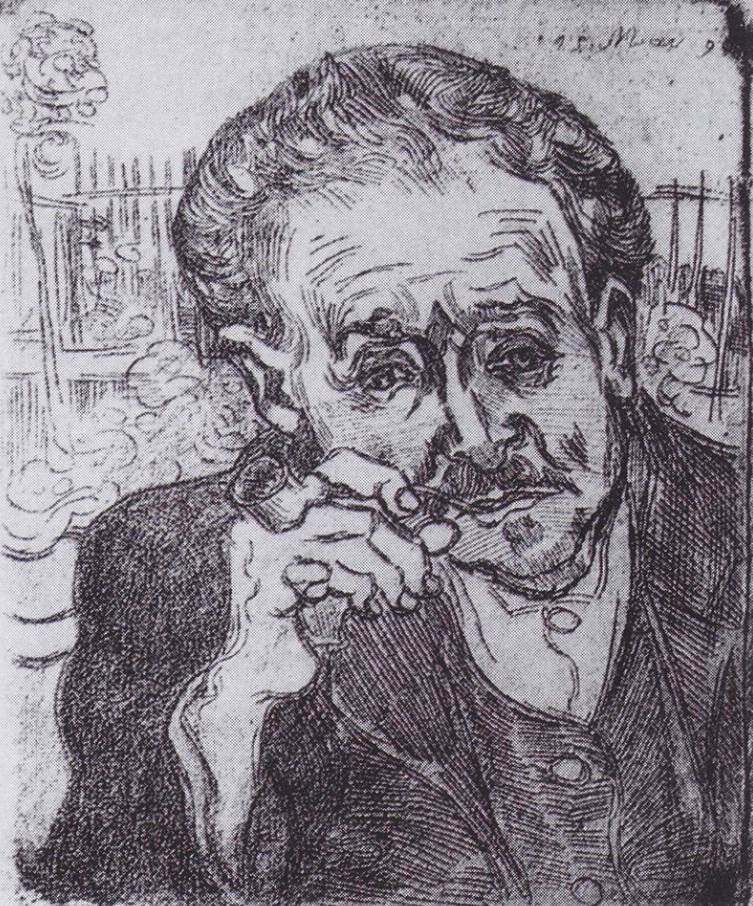 Vincent van gogh etching of Paul Gachet