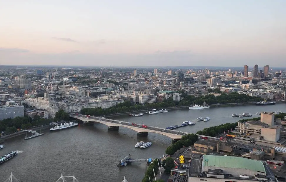 Waterloo Bridge aerial view