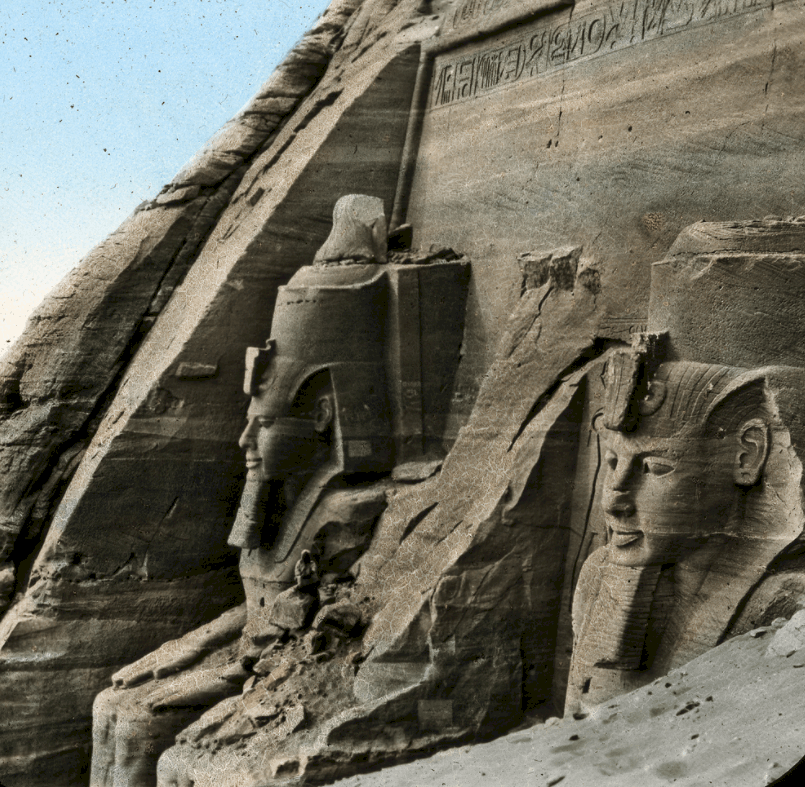 Partially excavated statues at abu simbel