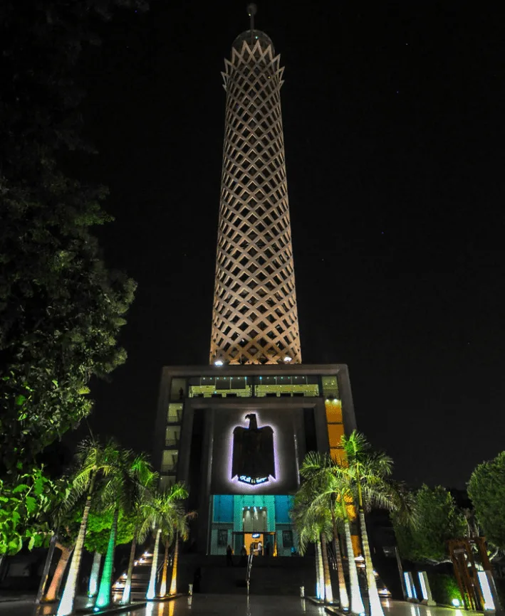 Cairo Tower entrance at night